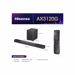 Hisense AX3120G 3.1.2 Channel 360W Dobly Atmos Soundbar with Wireless Subwoofer and Up Firing Speakers