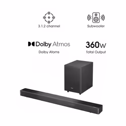Hisense AX3120G 3.1.2 Channel 360W Dobly Atmos Soundbar with Wireless Subwoofer and Up Firing Speakers