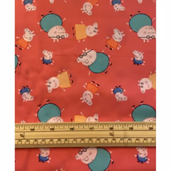 Fat Quarter Peppa Pig And Family On Pink 100% Cotton Quilting Fabric