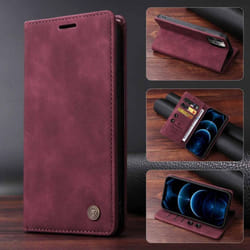 For Samsung S24 Ultra S23 Plus S22 Flip Case Vintage Leather Card Slot Wallet Holder Cover for Galaxy S23ultra S21 FE S10 S9 S8 Plu - red, Samsung S20
