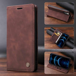For Samsung S24 Ultra S23 Plus S22 Flip Case Vintage Leather Card Slot Wallet Holder Cover for Galaxy S23ultra S21 FE S10 - dark brown, Samsung S20 FE