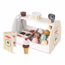 Melissa & Doug Wooden Ice Cream Toy Shop, Ice Cream Toy, Wooden Play Food Sets for Children, Wooden Food Toys & Play Kitchen ...