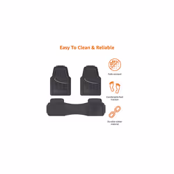 Amazon Basics 3-Piece Full Coverage Rubber Floor Mat for Cars, SUVs and Trucks, Black