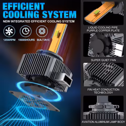 2Pcs 60000Lm D3S LED Headlight Bulbs D1S D2S D4S D5S D8S D1R D2R D3R D4R D8R D5R Turbo LED CSP Lights For BMW Benz Volvo Lamp Canbus 200W He - D5S/D5R