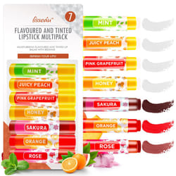 7pk Lip Balm Set Multi Pack Stick Fruit Flavoured Moisturising Beeswax Vitamin E