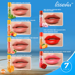 7pk Lip Balm Set Multi Pack Stick Fruit Flavoured Moisturising Beeswax Vitamin E