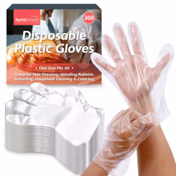 300pk Disposable Plastic Gloves PE Polythene Clear Catering Food Safe Prep