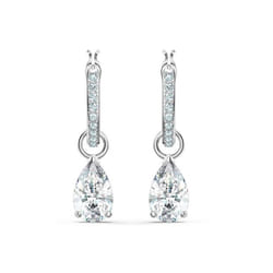 Swarovski 5563119 Attract Pear Mini Hoop Pierced Earrings, White - Rhodium Plated