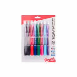 Pentel of America PENBX480BP8M-2 RSVP Super RT Bllpoint Pen, Assorted - 8 Per Pack - Pack of 2