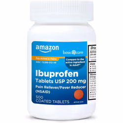 Amazon Basic Care Ibuprofen Tablets 200 mg, Pain Reliever/Fever