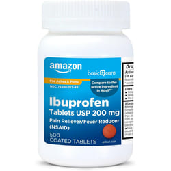 Amazon Basic Care Ibuprofen Tablets 200 mg, Pain Reliever/Fever