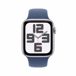 Apple Watch SE GPS + Cellular 44mm Silver Aluminium Case with Denim Sport Band - M/L