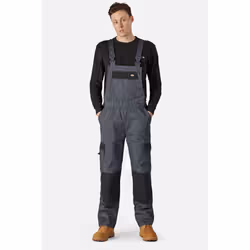 Dickies Everyday Bib and Brace Polyester Men's Grey Work Overall - Grey, XL