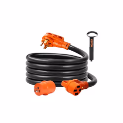Vevor YZXXCSRV50A15PIX5V1 15 ft. 50 Amp, Heavy Duty STW RV Power Cord, NEMA 14-50R Female NEMA 14-50P Male Plug RV Extension  ...
