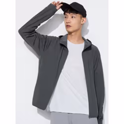 Uniqlo Japan Ultra Stretch Dry Ex Full Zip Hoodie Long Sleeve - 08 DARK GRAY/M