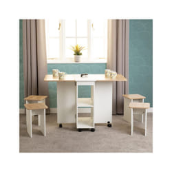 Stowaway Dining Set Oak Effect/White, Seymore With 4 Stools