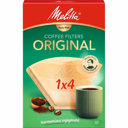 Melitta Original Coffee Filters, 80 per Box, Size 1x4, For Filter Coffee Machines, Natural Brown