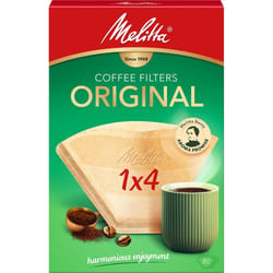 Melitta Original Coffee Filters, 80 per Box, Size 1x4, For Filter Coffee Machines, Natural Brown