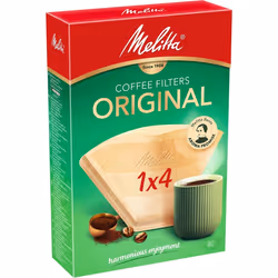 Melitta Original Coffee Filters, 80 per Box, Size 1x4, For Filter Coffee Machines, Natural Brown