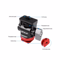 PULUZ Mini 180 Degree Swing Tripod Ball Head Cold Shoe Mount Adapter(Red)