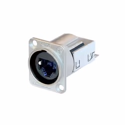Neutrik NE8FDY-C6, RJ45, Black, Silver, Nickel, Polycarbonate, Stainless steel, Zinc, Cat6, Nickel/Gold, IP65
