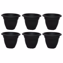 6 x 45cm Black Round Bell Plant Pot Flower Planter Plastic Garden Pot
