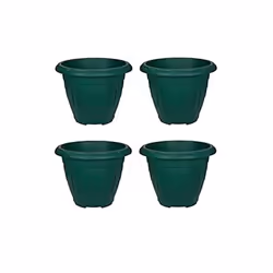 4 Green Round Venetian Decorative Plastic Garden Flower Planter 33cm