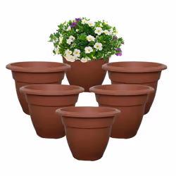 6 Small Terracotta Round Plant Pot 20cm Plastic Bell Planter Pots