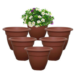 6 Small Terracotta Round Plant Pot 20cm Plastic Bell Planter Pots