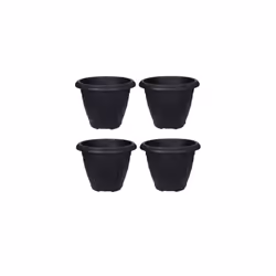 4 Black Round Venetian Decorative Plastic Garden Flower Planter 33cm