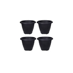 4 Black Round Venetian Decorative Plastic Garden Flower Planter 33cm
