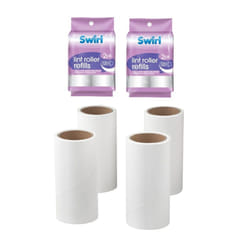 4 Swirl Lint Roller Refill Rolls 10cm Clothes Pet Hair Remover Sheets