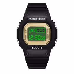 Kids Digital Watch Luminous Alarm Watch for Boys Girls - style2 golden black