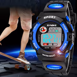 Kids Digital Watch Waterproof Shock Resist Multifunctional Luminous - grey