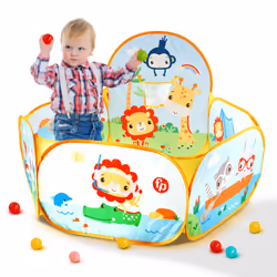 Fisher Price Portable Sports Ball Pit with 25 Balls & Basketball Hoop - Kids Baby Toddler Playpen Toys