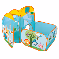 Large Ball Pit with Basketball Hoop, Tunnel, Playhouse & 25 Balls - Baby Toddler Toys Playpen