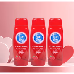3 Strawberry Flavoured Sex Lube Fun Time Lubrication Water Based 75ml