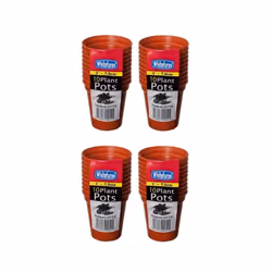 40 Small Plastic Seed Pots 7.5cm Terracotta Colour