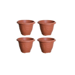 4 Terracotta Round Venetian Pot Decorative Plastic Garden Planter 43cm