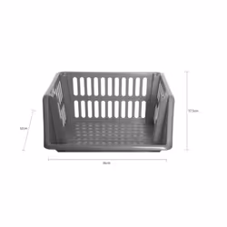 Silver Stacking Storage Baskets Veg. Rack 3 Tier Kitchen Office 36cm