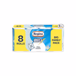 Regina Blitz Household Towels  8 Triple Layered Rolls, 70 Sheets Per Roll, Paper Packaging, FSC Certified Paper, Recyc
