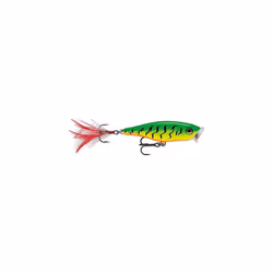 Skitter Pop Lure with Two No. 5 Hooks, Surface Swimming Depth, 7 cm Size, Firetiger