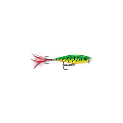 Skitter Pop Lure with Two No. 5 Hooks, Surface Swimming Depth, 7 cm Size, Firetiger