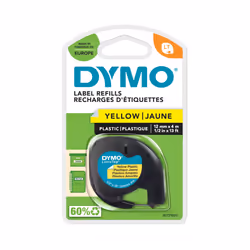 LetraTag Plastic Labels | Authentic | 12 mm x 4 m Roll | Black Print on Yellow | for LetraTag Label Makers