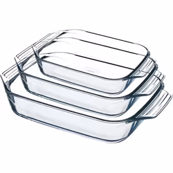 Pyrex 8023510 Set of 3 Borosilicate Glass Oven Plates  Extreme Resistance  Made in France