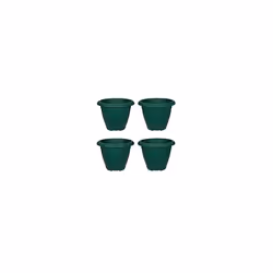 4 Green Round Venetian Pot Decorative Plastic Garden Planter 43cm