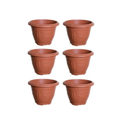 6 Terracotta Round Venetian Pot Decorative Plastic Garden Planter 43cm