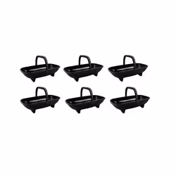 6 Black Garden Trug Planters 53cm Plastic Basket Plant Pot With Handle