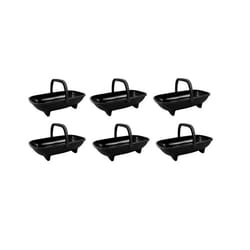 6 Black Garden Trug Planters 53cm Plastic Basket Plant Pot With Handle