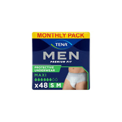 TENA Men Protective Underwear, Medium, Level 4 for Heavy Bladder Weakness, 48 pairs of Incontinence Pants (12 x 4 packs) for Men, with a Masculine an